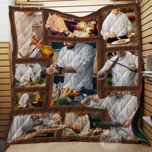 Chef Cooking Knife Tools Quilt  Quilt